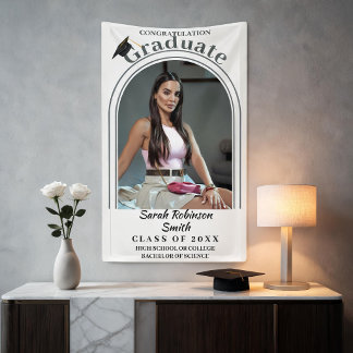 Elegantes schwarzes Schriftzug-Bogen-Foto-Klasseng Banner