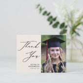 Elegantes Schwarzes Script auf Cream Abschluss Vie Postkarte (Stehend Vorderseite)