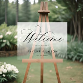 Elegantes Schwarzes Script Mattiert Begrüßung Acrylschild