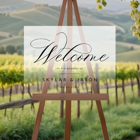 Elegantes Schwarzes Script Mattiert Begrüßung Acrylschild