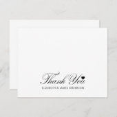 Elegantes Schwarzes Script Personalisiert Wedding Dankeskarte (Vorne/Hinten)