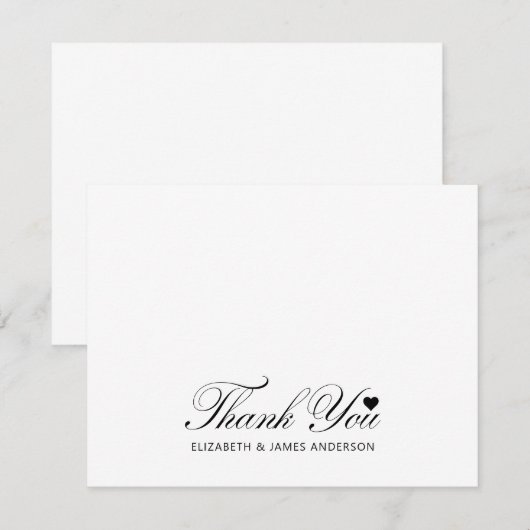 Elegantes Schwarzes Script Personalisiert Wedding  Dankeskarte (Vorne/Hinten)