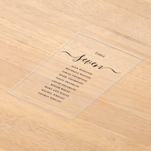 Elegantes Schwarzes Script-Tischnummer-Sitzdiagram Acryleinladungen (Ablage )