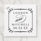 Elegantes Schwarzes Scroll Frame Custom Wedding Mo Geschenkanhänger (Vorderseite)