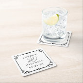 Elegantes Schwarzes Scroll Frame Custom Wedding Mo Rechteckiger Pappuntersetzer (Vor Ort)