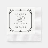 Elegantes Schwarzes Scroll Frame Custom Wedding Mo Serviette (Vorderseite)