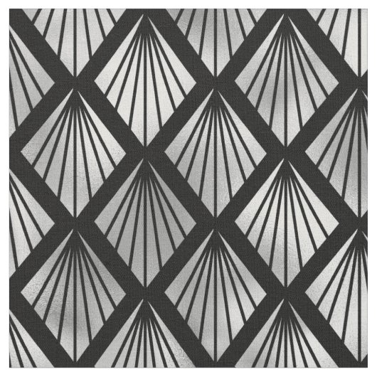 Elegantes Schwarzes Silber Fan Piazza della Riform Stoff (Nahaufnahme)
