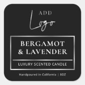 Elegantes, schwarzes Silber-Logo-Kronleuchte-Jar-P Quadratischer Aufkleber (Vorderseite)