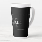 Elegantes schwarzes Silber-Monogramm personalisier Milchtasse (Rechte Ecke)