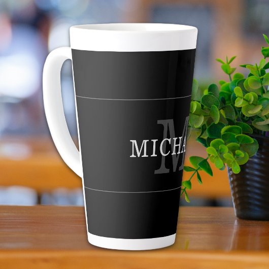 Elegantes schwarzes Silber-Monogramm personalisier Milchtasse