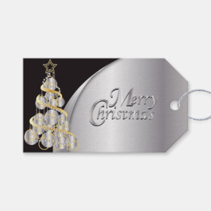 Elegantes Schwarzes, Silber und Gold Weihnachten Geschenkanhänger