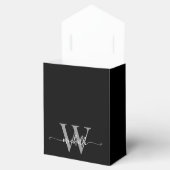 Elegantes Schwarzes Silver Glitzer Monogram Name S Geschenkschachtel (Geöffnet)