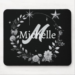 Elegantes Schwarzes Silver Script-Kissen Mousepad