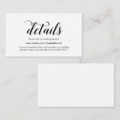 Elegantes schwarzes Skript, Angaben zur Hochzeitss Begleitkarte (Vorne/Hinten)