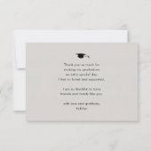 Elegantes Schwarzes Skript auf Gray Foto Abschluss Dankeskarte (Rückseite)