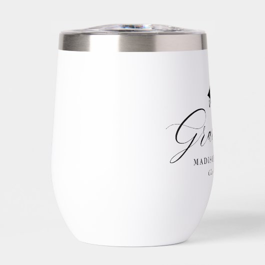 Elegantes Schwarzes Skript Graduate Name & Year (Vorderseite)