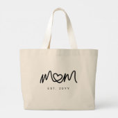 Elegantes schwarzes Skript-Herz Neue Mama Establis Jumbo Stoffbeutel (Rückseite)