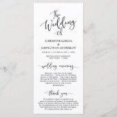 Elegantes Schwarzes Skript, Hochzeitfeier Programm (Vorderseite)