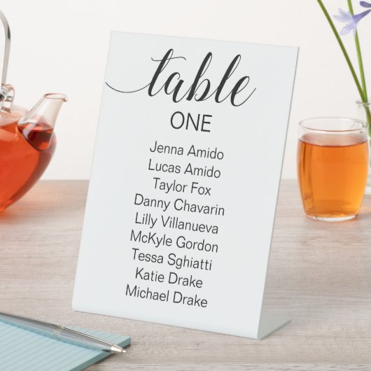 Elegantes Schwarzes Skript-Hochzeitstabelle Sockelschild (In Situ)