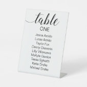 Elegantes Schwarzes Skript-Hochzeitstabelle Sockelschild (Vorderseite)