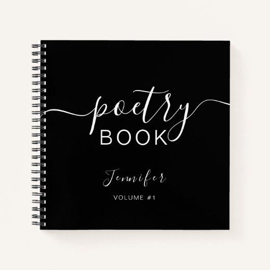 Elegantes schwarzes Skript Ihr Name Poesie Notizblock (Vorderseite)