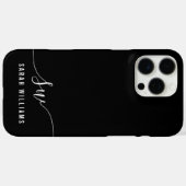 Elegantes Schwarzes Skript Initial Monogram Case-Mate iPhone Hülle (Rückseite (Horizontal))