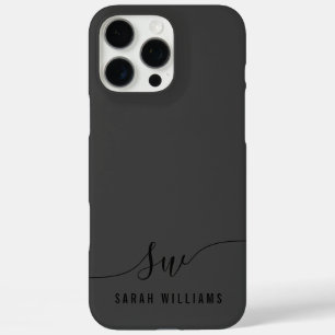 Elegantes Schwarzes Skript Initial Monogram iPhone 16 Pro Max Hülle