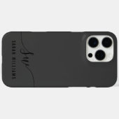 Elegantes Schwarzes Skript Initial Monogram Case-Mate iPhone Hülle (Rückseite (Horizontal))