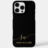 Elegantes Schwarzes Skript Initial Monogram Case-Mate iPhone Hülle (Rückseite)