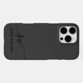 Elegantes schwarzes Skript Initial Monogramm iPhone Hülle (Rückseite (Horizontal))