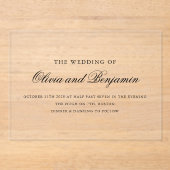 Elegantes Schwarzes Skript Minimal formale Hochzei Acryleinladungen (Vorderseite)