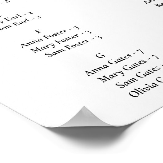 Elegantes Schwarzes Skript-Minimal-Hochzeitssticht Poster (Ecke)