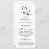 Elegantes Schwarzes Skript, Mr. und Mrs., Hochzeit Programm (Vorne/Hinten)