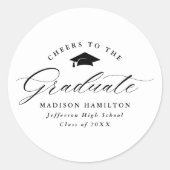 Elegantes schwarzes Skript ruft den Graduate an Runder Aufkleber (Vorderseite)