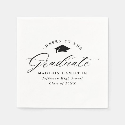 Elegantes schwarzes Skript ruft den Graduate an Serviette (Vorderseite)