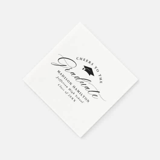 Elegantes schwarzes Skript ruft den Graduate an Serviette (Ecke)