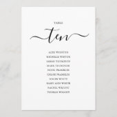Elegantes Schwarzes Skript-Tischnummer 10 Seating  Einladung (Vorderseite)