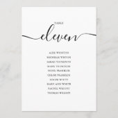 Elegantes Schwarzes Skript-Tischnummer 11 Seating Einladung (Rückseite)