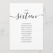 Elegantes Schwarzes Skript Tischnummer 16 Seating (Vorderseite)