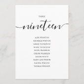 Elegantes Schwarzes Skript-Tischnummer 19 Seating  Einladung (Rückseite)