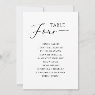 Elegantes Schwarzes Skript Tischnummer 4 Seating C
