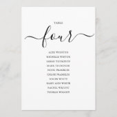 Elegantes Schwarzes Skript Tischnummer 4 Seating C (Vorderseite)