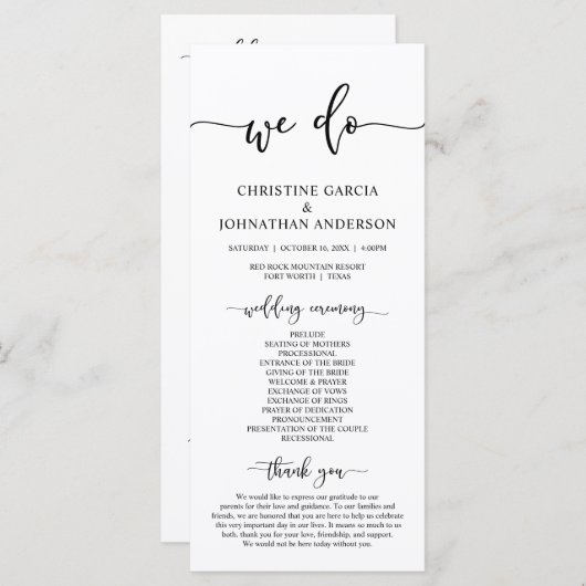 Elegantes schwarzes Skript, Unser Programm für Hoc (Vorne/Hinten)