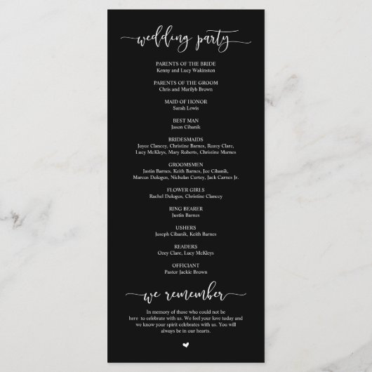 Elegantes schwarzes Skript, Unser Programm für Hoc (Rückseite)