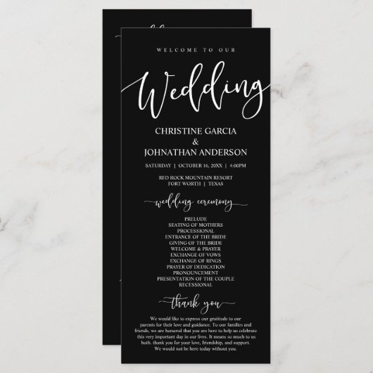 Elegantes schwarzes Skript, Unser Programm für Hoc (Vorne/Hinten)