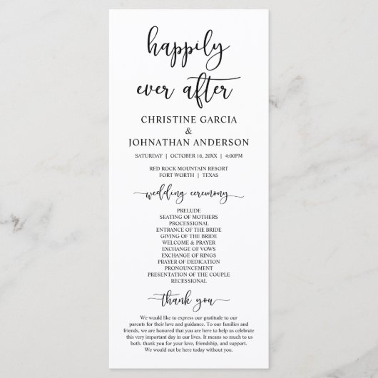 Elegantes schwarzes Skript, Unser Programm für Hoc (Vorderseite)