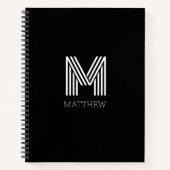 Elegantes Schwarzes Skript Weiß Mit Monogramm Notizblock (Vorderseite)