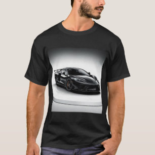 Elegantes schwarzes Sportauto auf einer rotierende T-Shirt