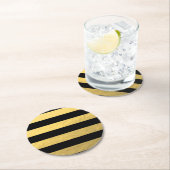 Elegantes Schwarzes Stripes die gedruckte Runder Pappuntersetzer (Vor Ort)