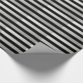 Elegantes Schwarzes Stripes die silberne gedruckte Geschenkpapier (Ecke)